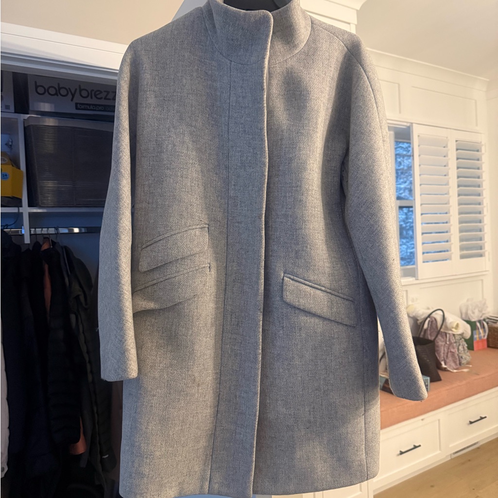 Women's Jcrew Grey Wool-Blend Stand-Collar Coat